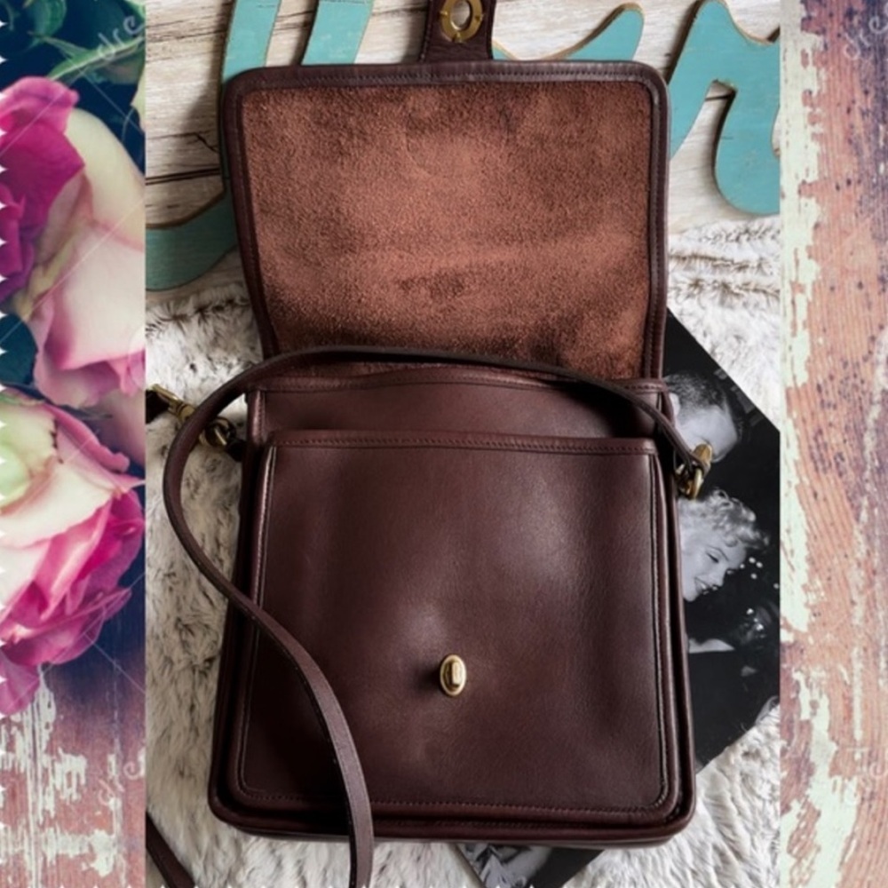 VINTAGE COACH MAHOGANY BROWN MESSENGER STATION BAG 5130 - Picture 5 of 16